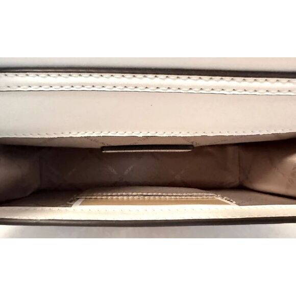 Michael kors cece medium vegan leather shoulder crossbody clutch[white/gold]
